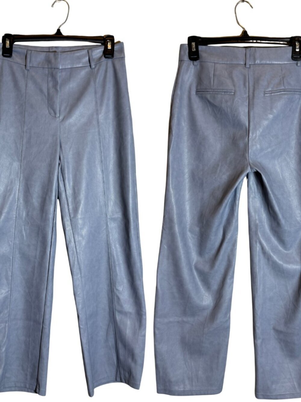 7 For All Mankind Vegan Leather Wide Leg Trouser Pants Women's Small Blue Career